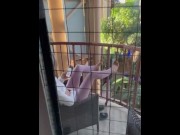 Preview 6 of Girlfriend love masturbating on balcony