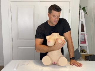 cumshot, torso doll, sex toy review, fake tits