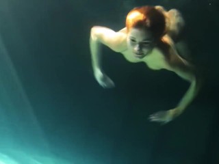 Babes swim and get naked underwater