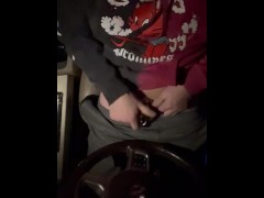 Hot guy in truck puts chastity back on before his dom finds out