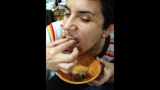 Fastidious Cum On Food From A Handjob And Cum On Raspberries Covered In Chocolate