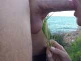 SEX OUTDOOR girl fucked like a female dog on a path overlooking the sea she screams
