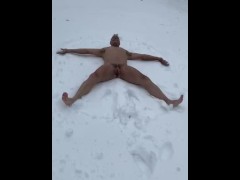 Video 8 inches of snow and my buddies dared me to make a naked snow angel