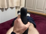 Preview 4 of Intense cum session using sex toy, big cock masturbate to cumshot by straight guy