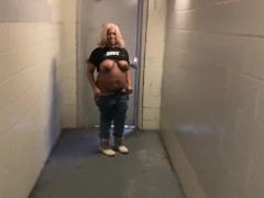 ENF Raven gets naked in public staircase and shows her ass and tits 