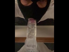 Masked gay sucking dildo dreaming of a bbc