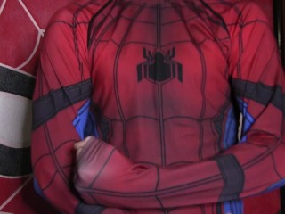 Spider-man Cosplay Stripping an Jacking after