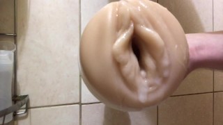 Fleshlight Stoya Destroya in shower with my dick