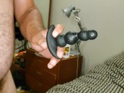 Preview 1 of Bushmanjim blows his load jerking his cock and using Sohimi sex toy prostate massager