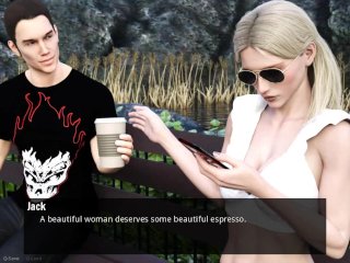 gamepaly, outside, blonde girl, realistic cartoon