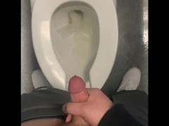 Shooting a huge load in public airport bathroom