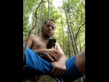 Exhibitionist masturbating in the woods, jerking-off outside