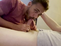 Gagging Hot Guy Sucking The Cum Out Of My Dick