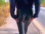 Preview 6 of WALKING AND TEASING LEATHER LEGGINGS