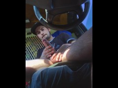 Jacking Off and Cumming in Car at Busy Public Parking Lot