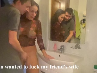 Screen Capture of Video Titled: Quickly Fucked friend's wife in the bathroom while she was getting ready for work