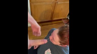 During Her Lunch Break The Lustful Wife Of The Neighbor Gives My Boyfriend A Sloppy Blowjob And Eats It