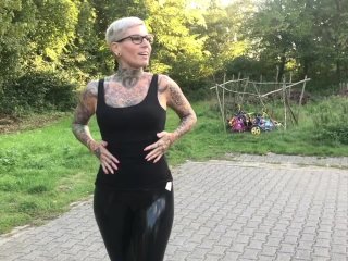 german, tattooed women, blowjob, parking lot