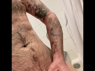 RogerRabbit Gets his Big Cock Soapy in the Shower then Cums a Huge Load