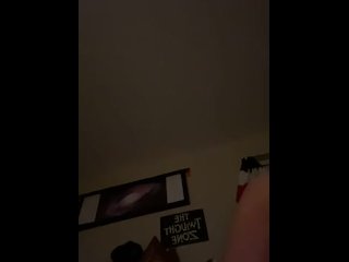 vertical video, bags, solo male, big dick