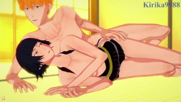 Suì-Fēng(Soifon) and Ichigo Kurosaki have deep sex in a Japanese-style room. - BLEACH Hentai