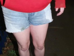 ⭐ Girl Pees Her Shorts Again Walking In Public After the Car Wetting!