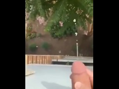 Cum from the balcony