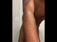 Lotion Up My Body & Jerked My Thick Cock So Good! 