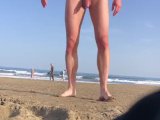 Nudist walk from the water swinging big cock