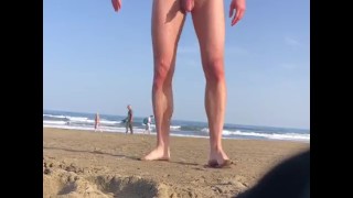 Nudist Walk From The Water Swinging Big Cock