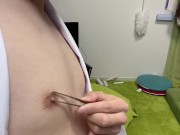Preview 2 of Japanese boy who stimulates nipples with tweezers and dry orgasms [nipple attack]