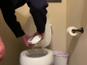 Preview 1 of Toilet brush and toilet cleaner up my ass make me blow a huge load. Anal orgasm.