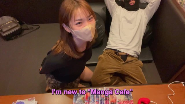 『漫喫デート盗撮』色白の美乳女子大生とマンガ喫茶で露出SEX！素人カップル/美少女/スタイル抜群/10代/歳の差/中出し/顔出し/リアル/変態/English subtitles♡RYO＆YUU♡