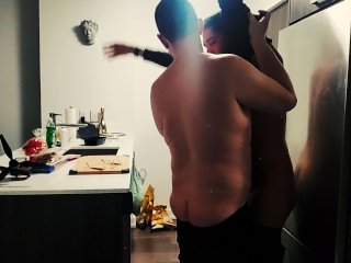 My husband couldn't keep his hands off me so I fucked him hard in the kitchen