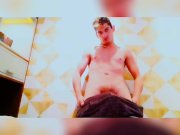 Preview 1 of Sexy jock jerks off his huge cock on camera