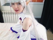 Preview 5 of Innocent elf Emilia from Re:Zero was passionately fucked in tight pussy & mouth by her real life fan