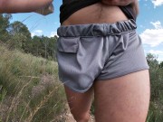 Preview 4 of Fit guy walks in short shorts without underwear