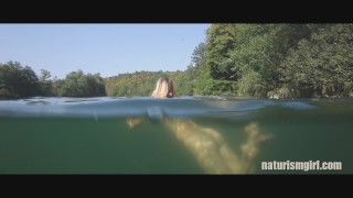 Desnudo en el teaser del río (Video completo disponible en mi Onlyfans: naturismgirl)