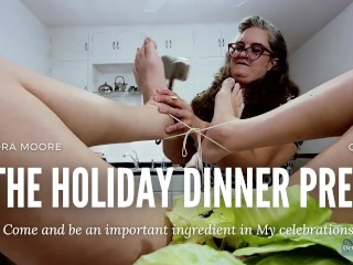 私の大きな休日の夕食を作る:FemDomは手コキザーメンティーザーを食べます