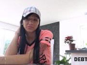 Preview 4 of DEBT4k. Chick doesnt want the man to take TV so she has sex with him