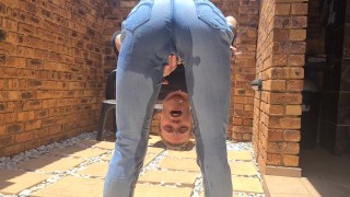 Piss Desperation Wetting My Jeans Outdoors Smoking