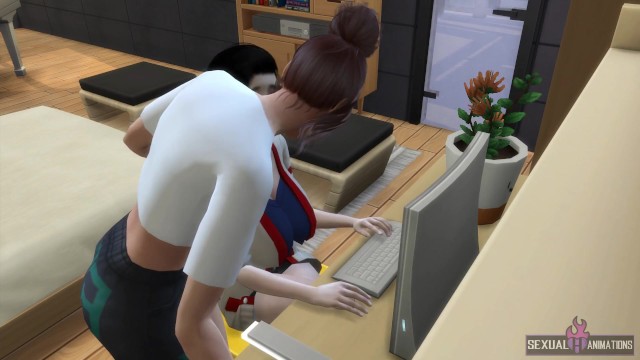 Companions do work on the computer and end up fucking very hard - Sexual Hot Animations