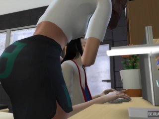 Companions do work on the computer and end up fucking very hard - Sexual Hot Animations