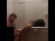 Preview 6 of Shower fuck with brunette milf