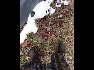 Peeing away the rest of the snow