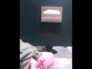 Ginger Bear Public Gay Cruising Jerk off Cum in Truck Stop Restroom