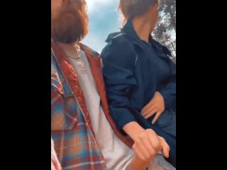 vertical video, amateur, risky, public masturbation