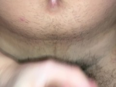 loud moaning hairy guy masturbating and cumming on stomach