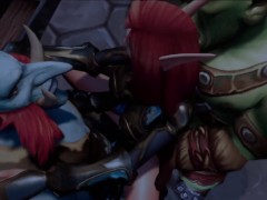 Elf Double teamed by an Ork and a Troll