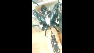 GIMP Bound In Rubber And Machine Fucked